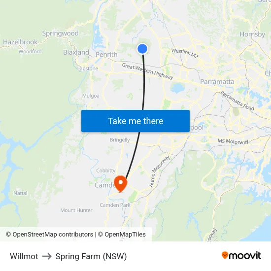 Willmot to Spring Farm (NSW) map