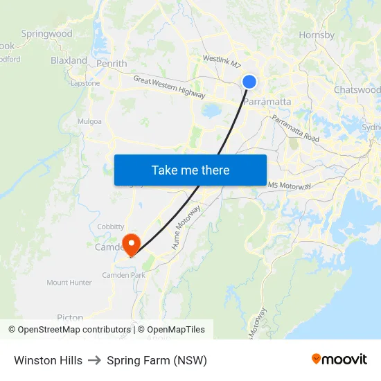 Winston Hills to Spring Farm (NSW) map