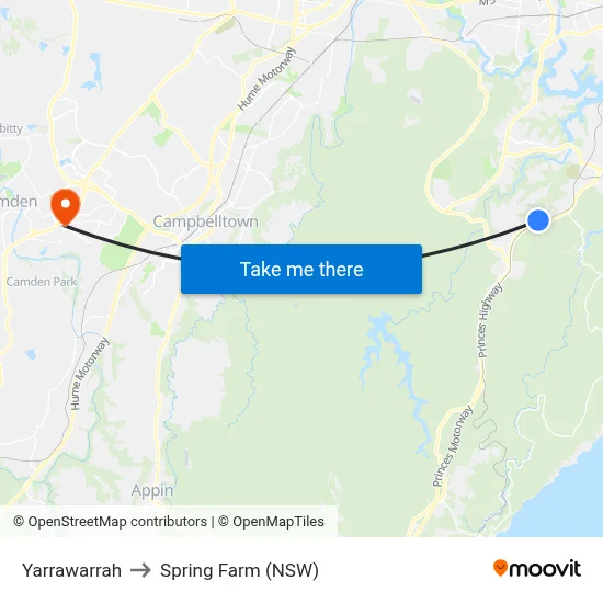 Yarrawarrah to Spring Farm (NSW) map