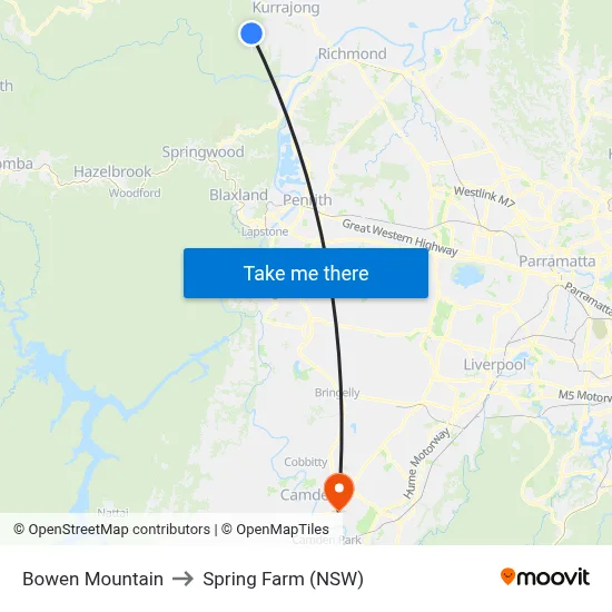 Bowen Mountain to Spring Farm (NSW) map
