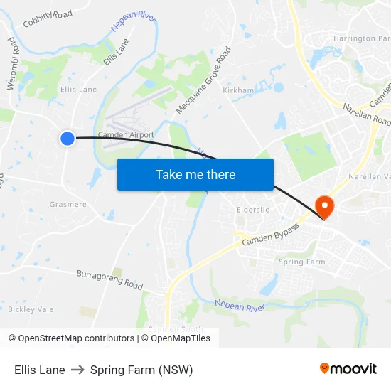 Ellis Lane to Spring Farm (NSW) map