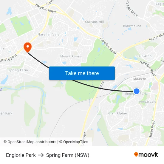 Englorie Park to Spring Farm (NSW) map