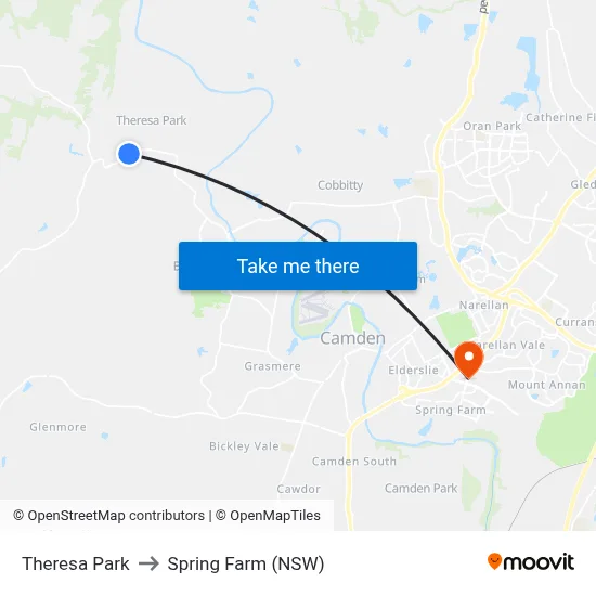 Theresa Park to Spring Farm (NSW) map