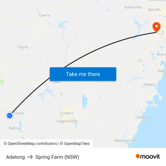 Adelong to Spring Farm (NSW) map