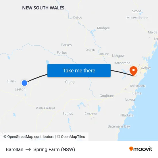 Barellan to Spring Farm (NSW) map