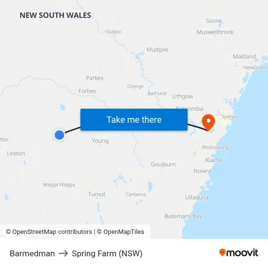 Barmedman to Spring Farm (NSW) map