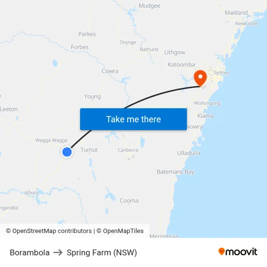Borambola to Spring Farm (NSW) map