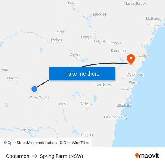 Coolamon to Spring Farm (NSW) map