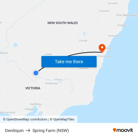 Deniliquin to Spring Farm (NSW) map