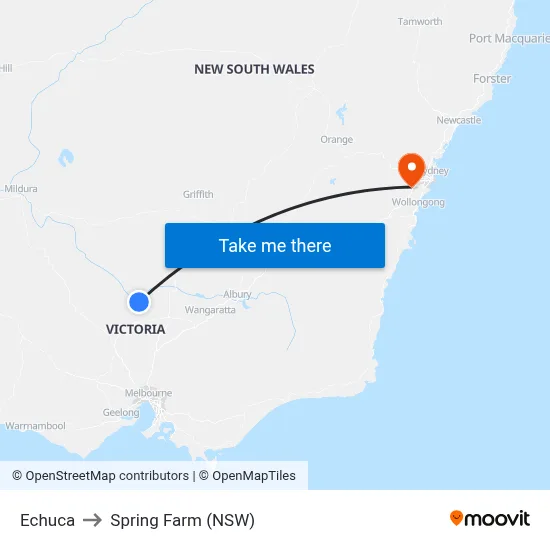 Echuca to Spring Farm (NSW) map
