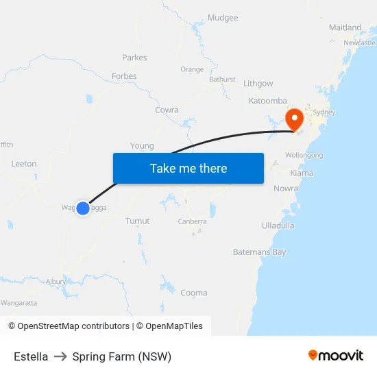 Estella to Spring Farm (NSW) map
