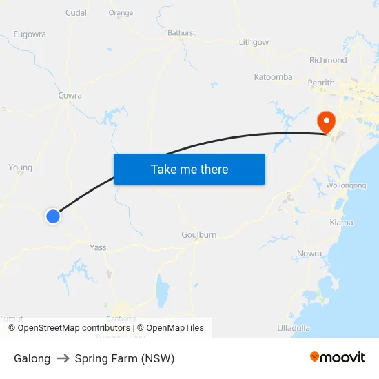 Galong to Spring Farm (NSW) map
