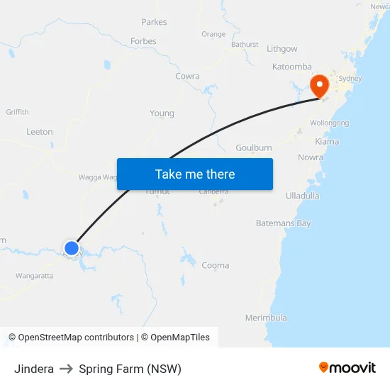 Jindera to Spring Farm (NSW) map
