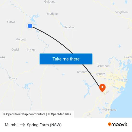 Mumbil to Spring Farm (NSW) map