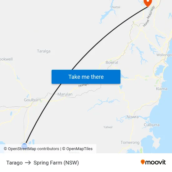 Tarago to Spring Farm (NSW) map