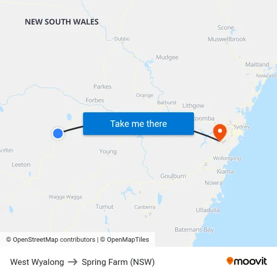 West Wyalong to Spring Farm (NSW) map