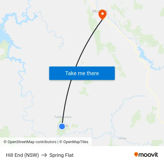 Hill End (NSW) to Spring Flat map