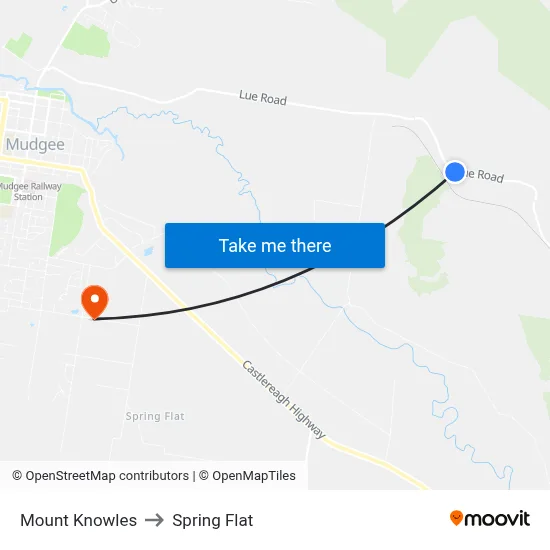 Mount Knowles to Spring Flat map