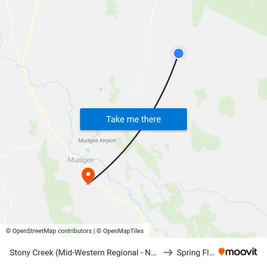 Stony Creek (Mid-Western Regional - NSW) to Spring Flat map
