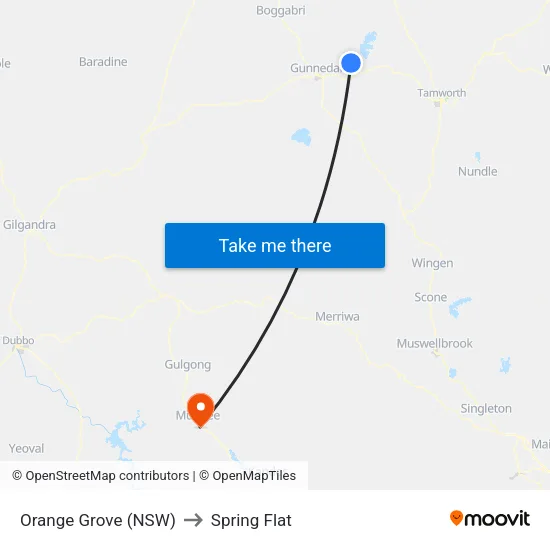Orange Grove (NSW) to Spring Flat map