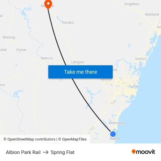 Albion Park Rail to Spring Flat map