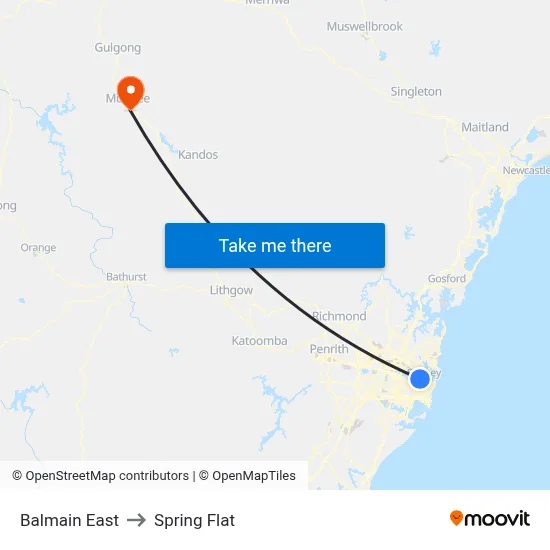 Balmain East to Spring Flat map