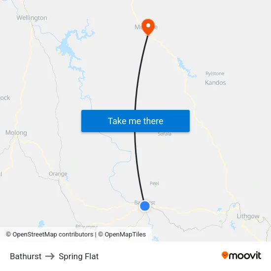 Bathurst to Spring Flat map