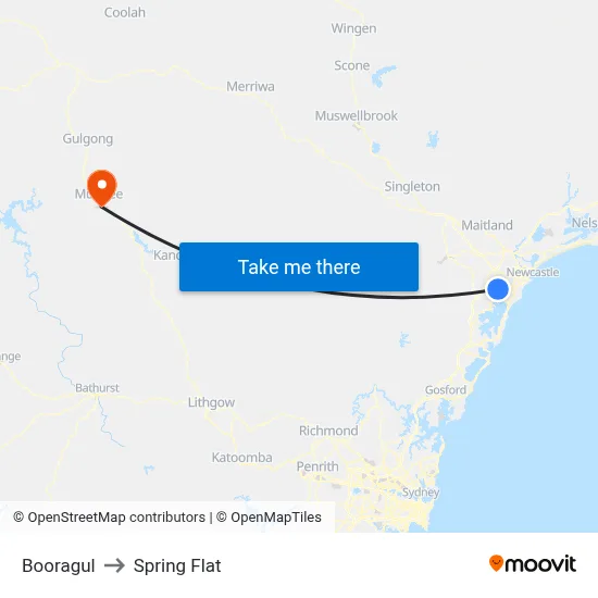 Booragul to Spring Flat map