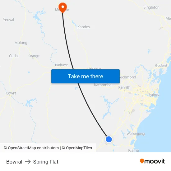 Bowral to Spring Flat map