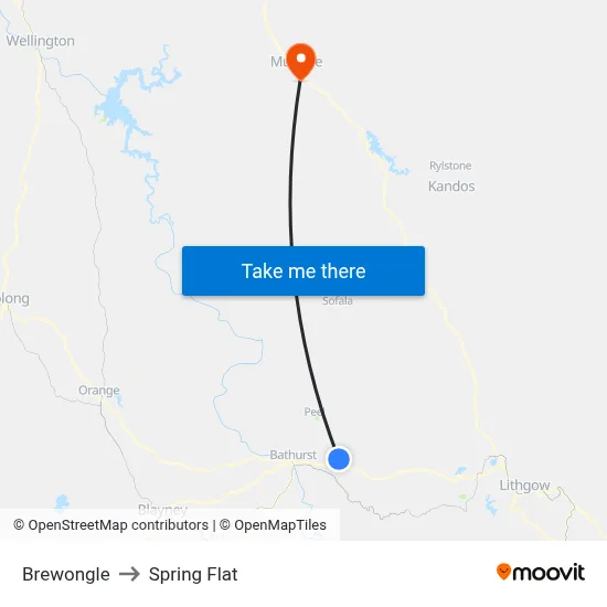 Brewongle to Spring Flat map