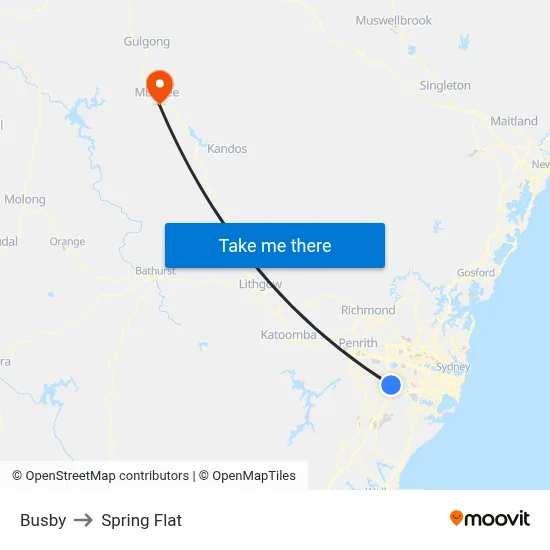 Busby to Spring Flat map