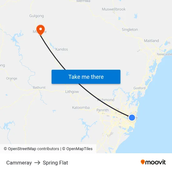 Cammeray to Spring Flat map