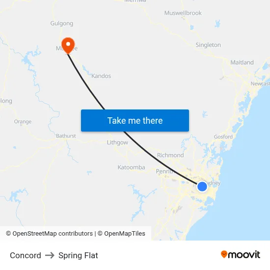 Concord to Spring Flat map