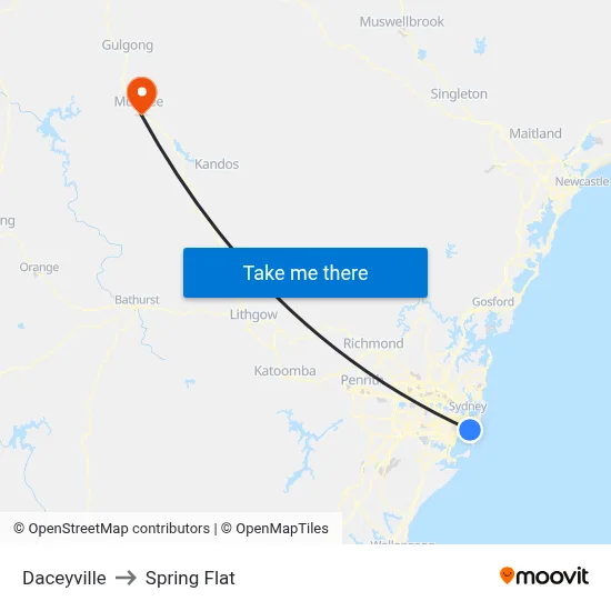 Daceyville to Spring Flat map