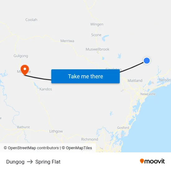 Dungog to Spring Flat map