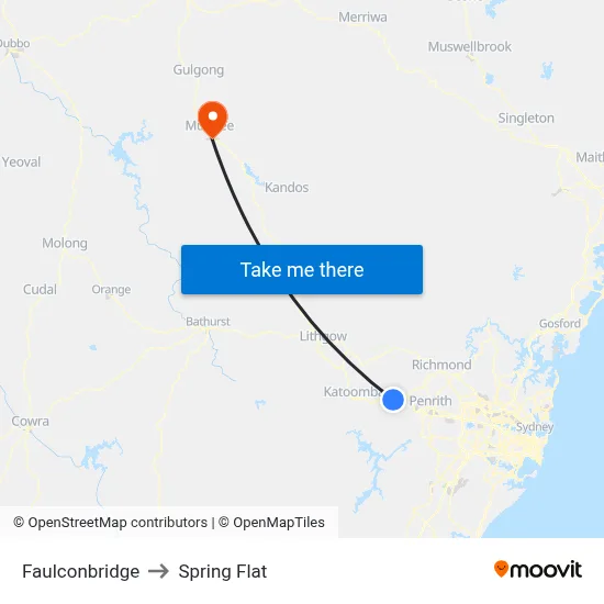 Faulconbridge to Spring Flat map