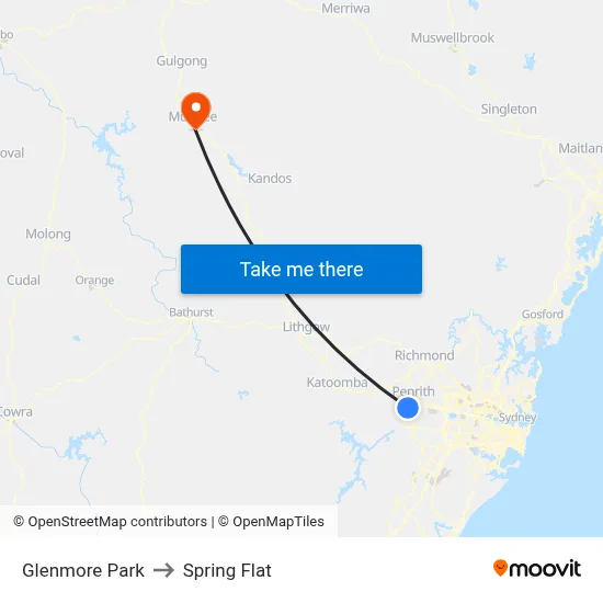 Glenmore Park to Spring Flat map