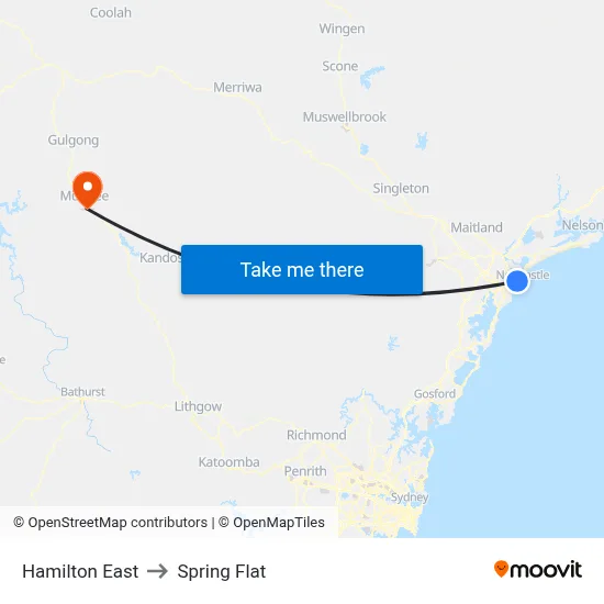 Hamilton East to Spring Flat map