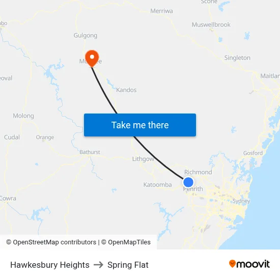 Hawkesbury Heights to Spring Flat map
