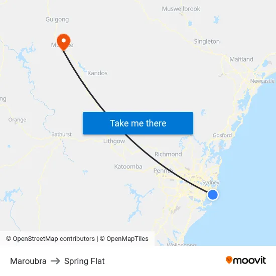 Maroubra to Spring Flat map
