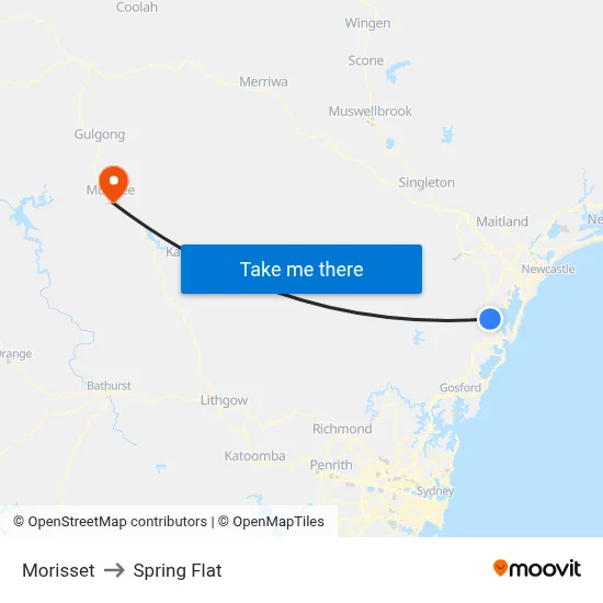 Morisset to Spring Flat map