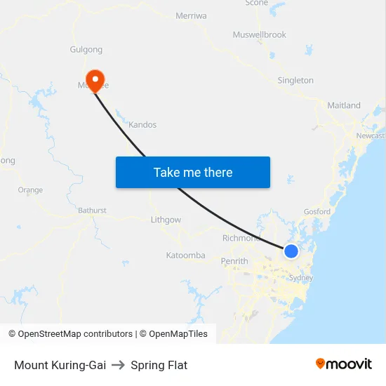 Mount Kuring-Gai to Spring Flat map