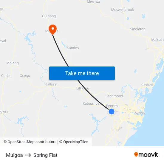 Mulgoa to Spring Flat map