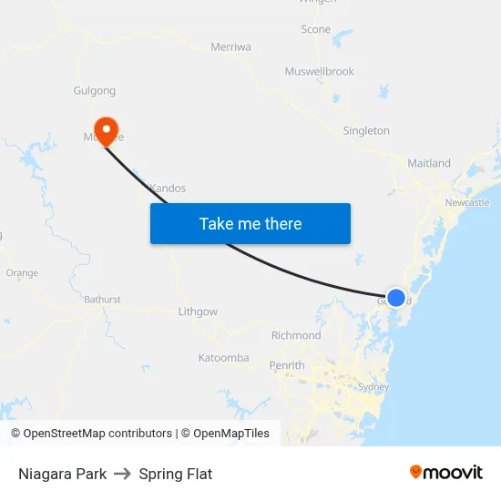 Niagara Park to Spring Flat map