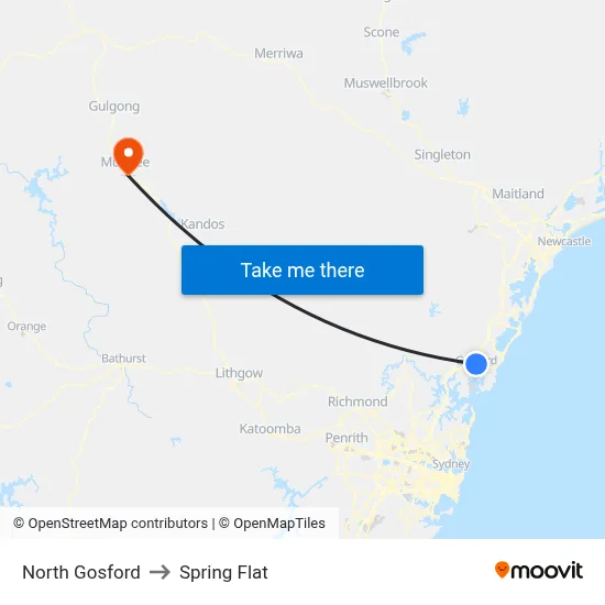 North Gosford to Spring Flat map