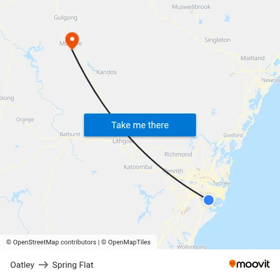 Oatley to Spring Flat map