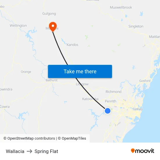 Wallacia to Spring Flat map