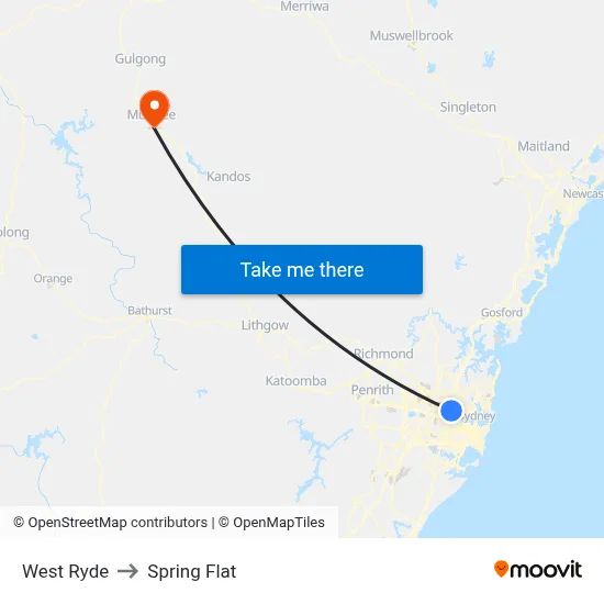 West Ryde to Spring Flat map