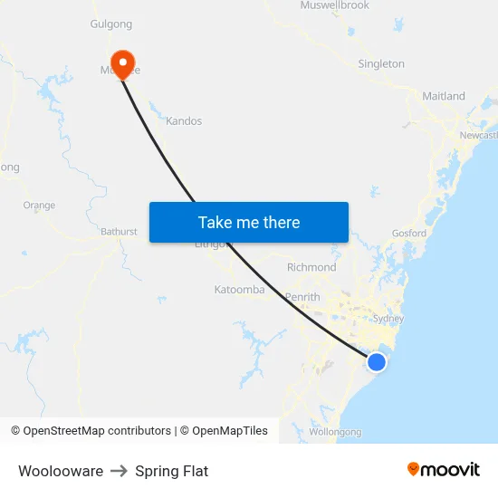 Woolooware to Spring Flat map