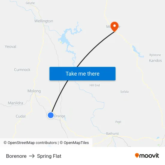 Borenore to Spring Flat map